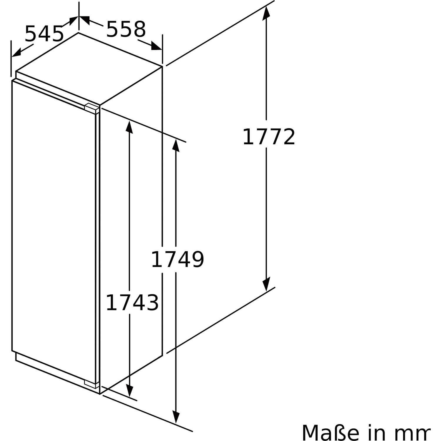 BOSCH Serie 8, Einbau-Kühlschrank, 177.5 x 56 cm, Maße