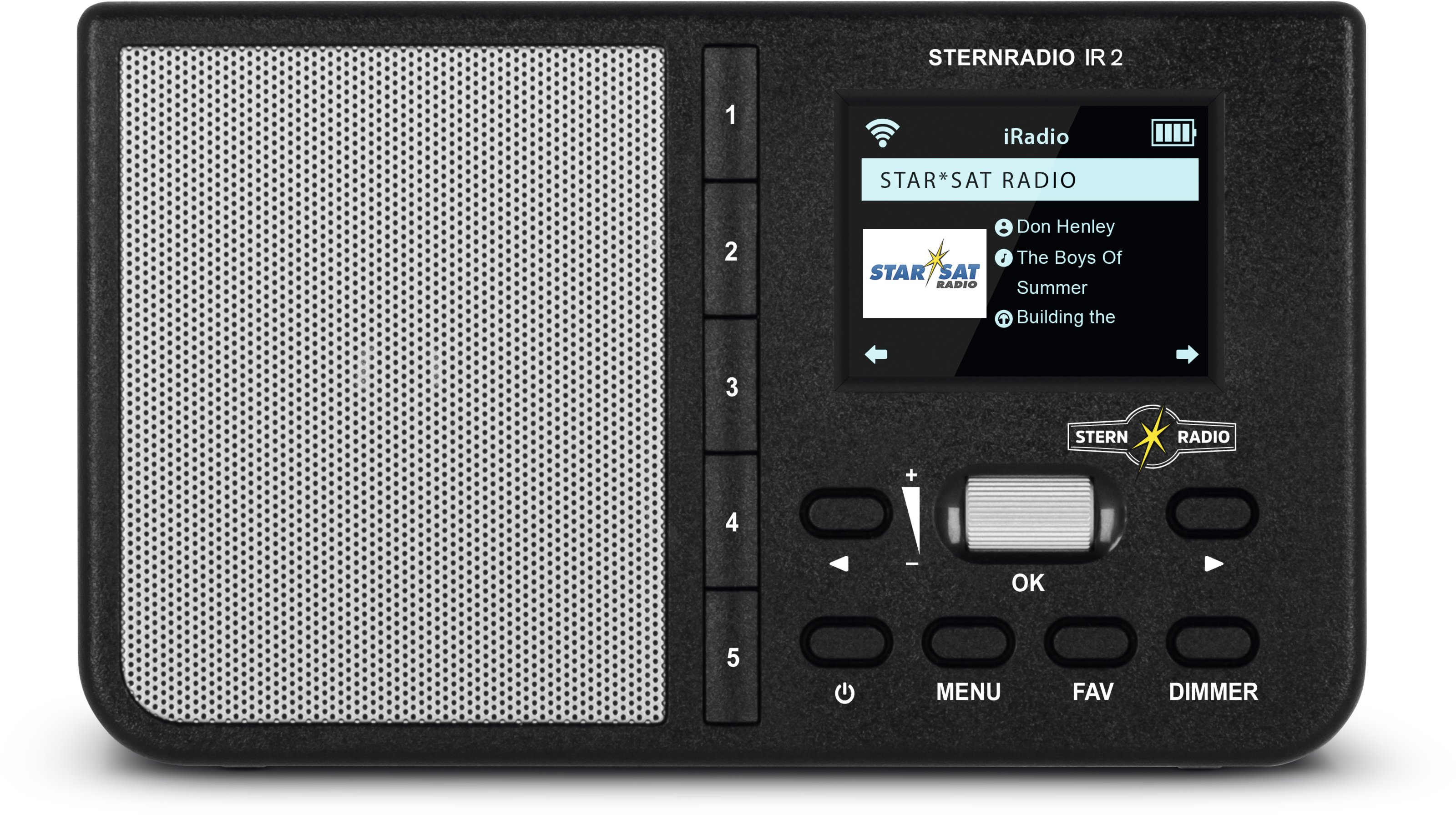 Sternradio IR2 Internet radio, front view with speaker and display.