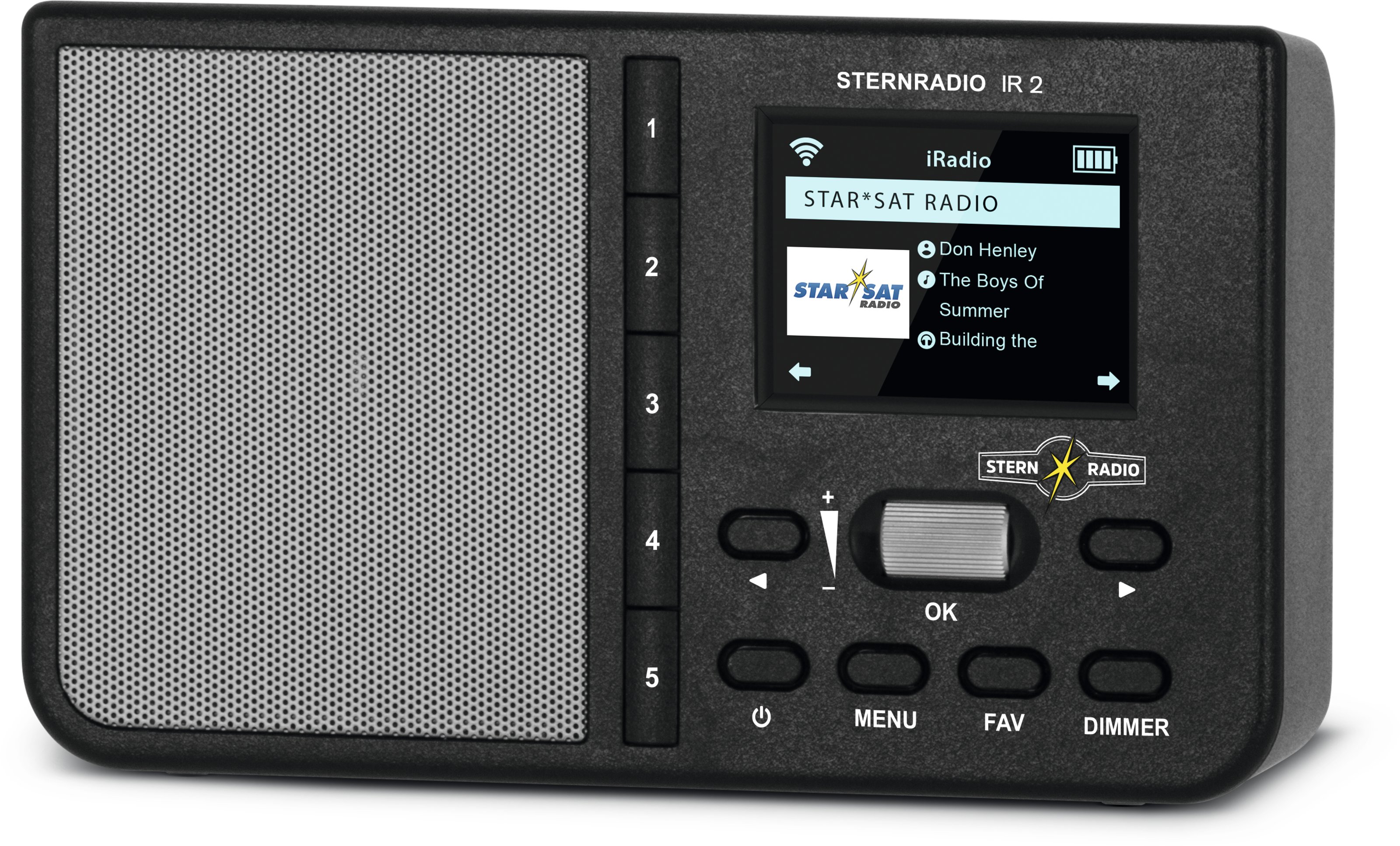 Sternradio IR2 Internet radio, close-up of the display and control buttons.