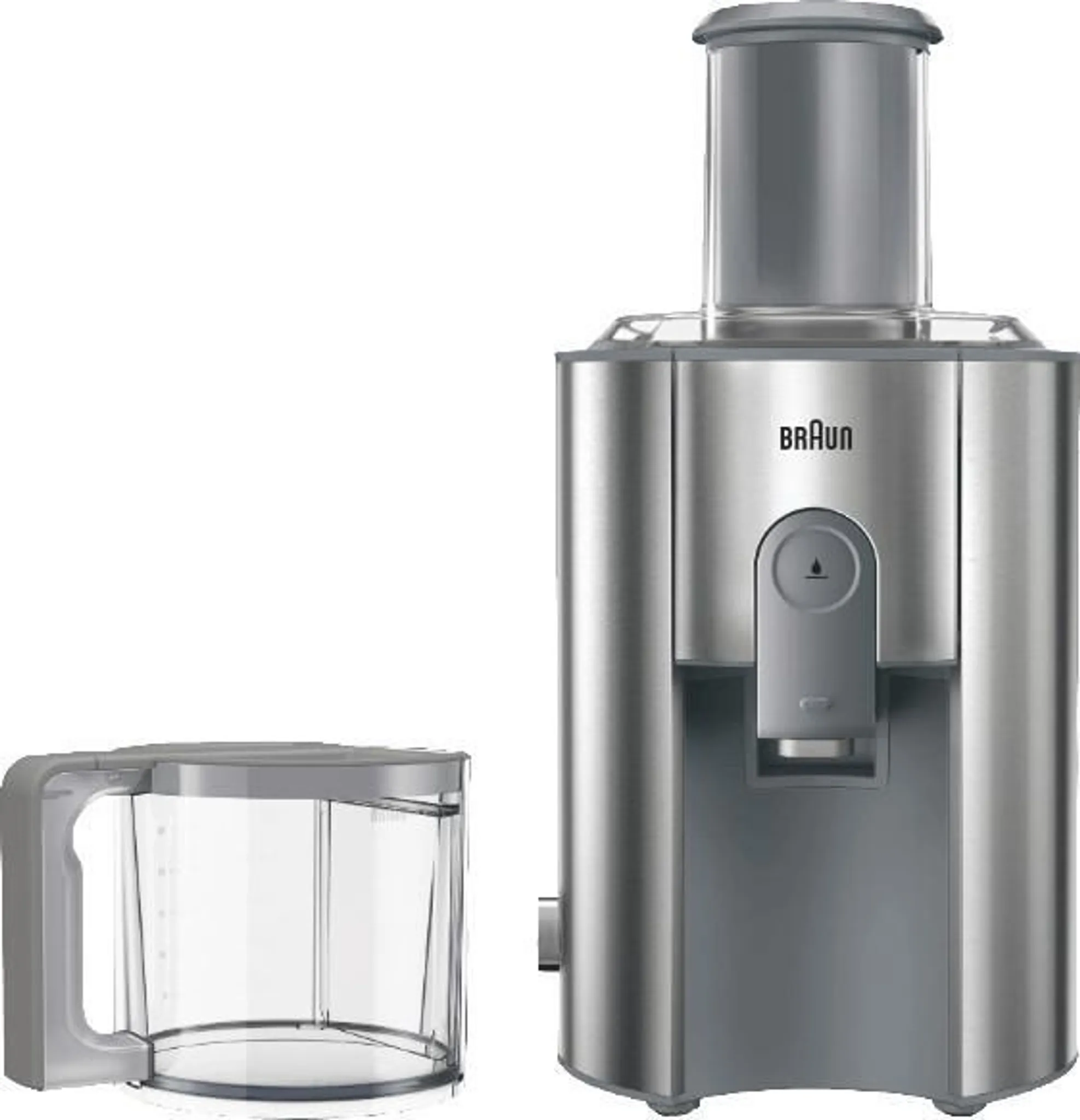 Braun J700 juicer with plastic jug beside it