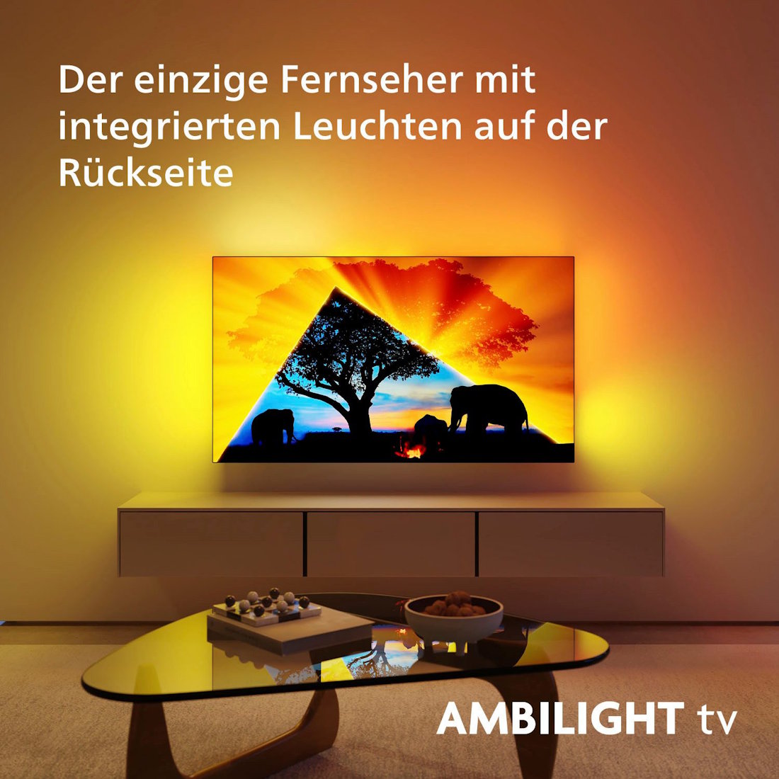 Philips 65OLED759/12 TV with 3-sided Ambilight in action