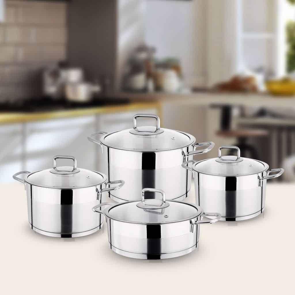 GÜRAL Silene 8-piece saucepan set stainless steel