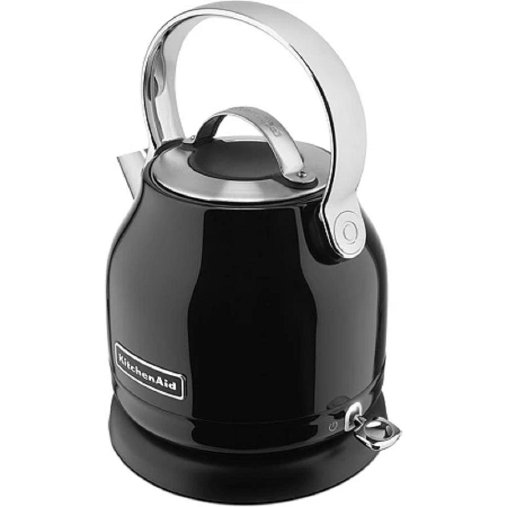 Rear view of the KitchenAid 5KEK1222EOB kettle in Onyx Black with visible power switch